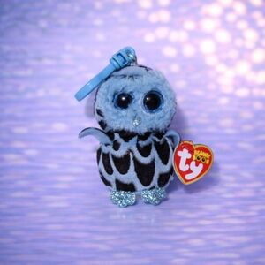 Yago Ty Beanie Boo Clip Owl with Blue and Black Pattern